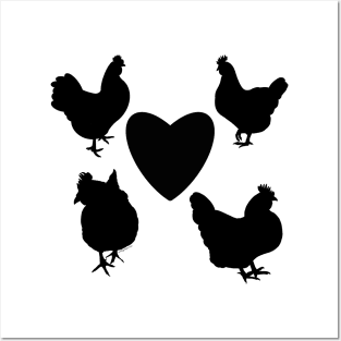 Chicken silhouette Posters and Art